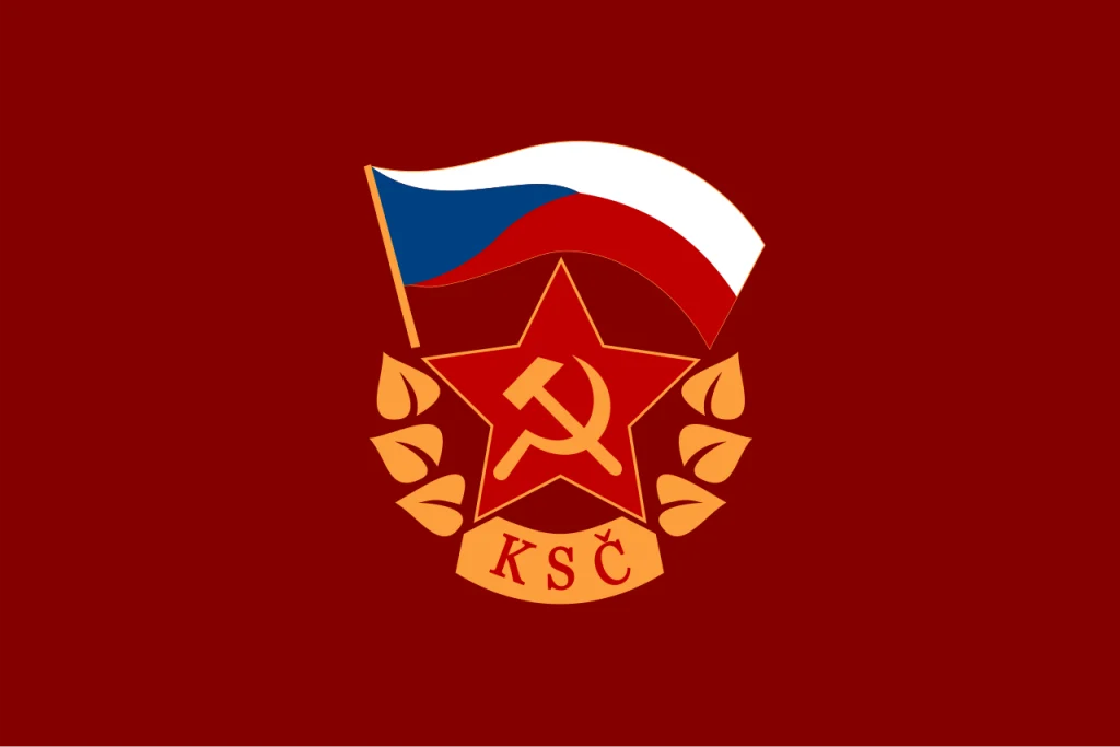 Bandera del Partido Comunista de Checoslovaquia (KSČ), expuesta en el Museo del Comunismo de Praga